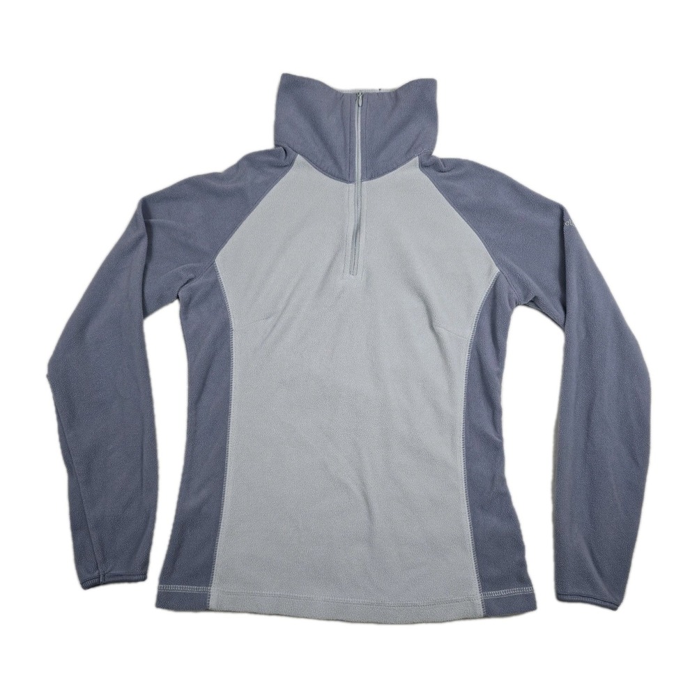 Columbia Womens XL6624 1/4 Zip Fleece Pullover Gray Blue Mock Neck Active Top L